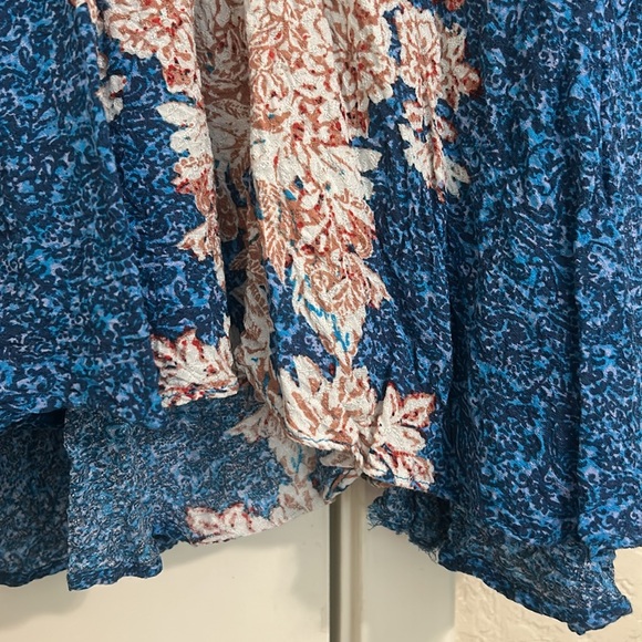 Free People xs Floral Lace-Trimmed Blue Dress - Picture 5 of 7